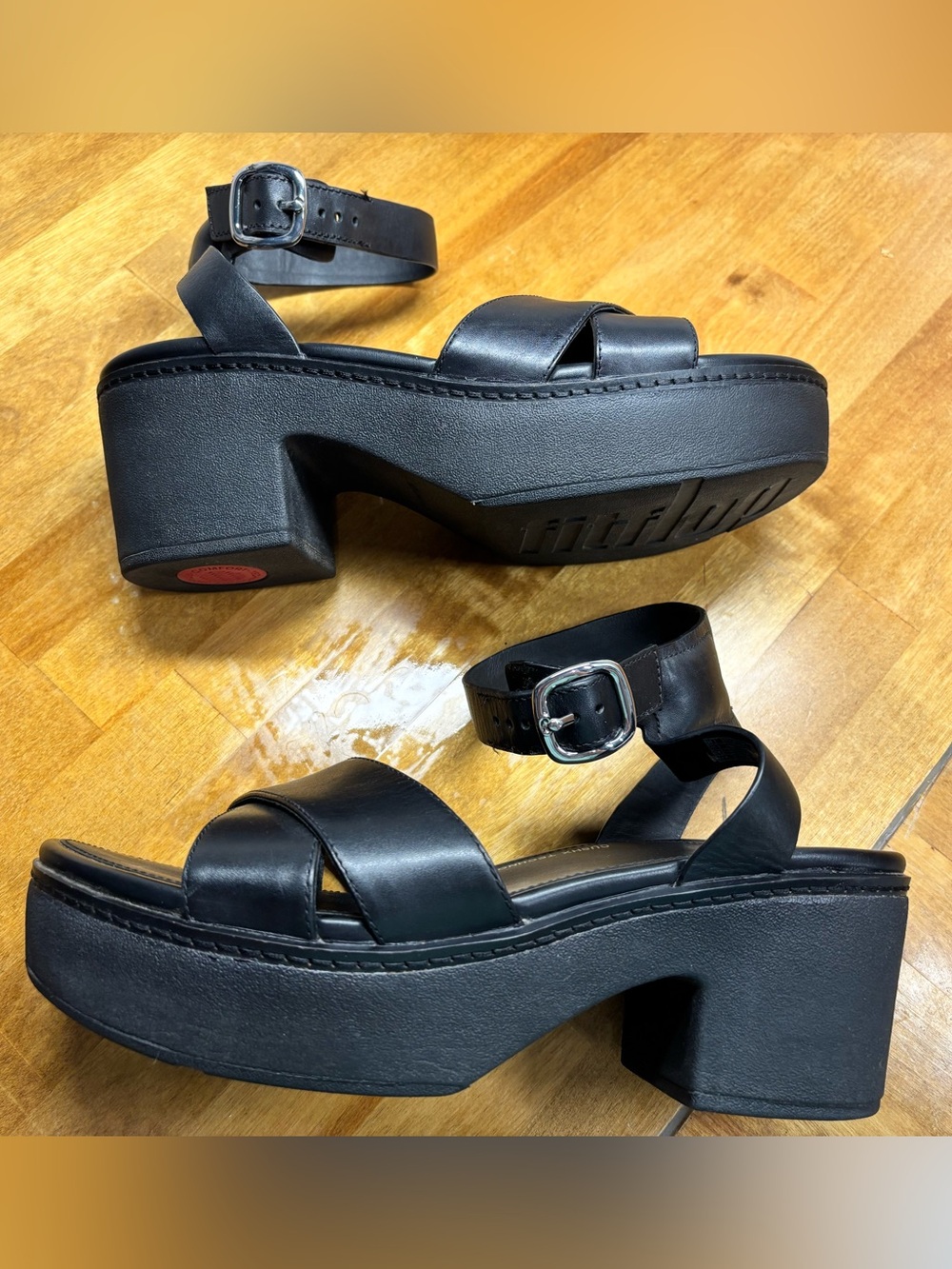 Fitflop Black Platform Ankle-Strap Sandals - Picture 3 of 9